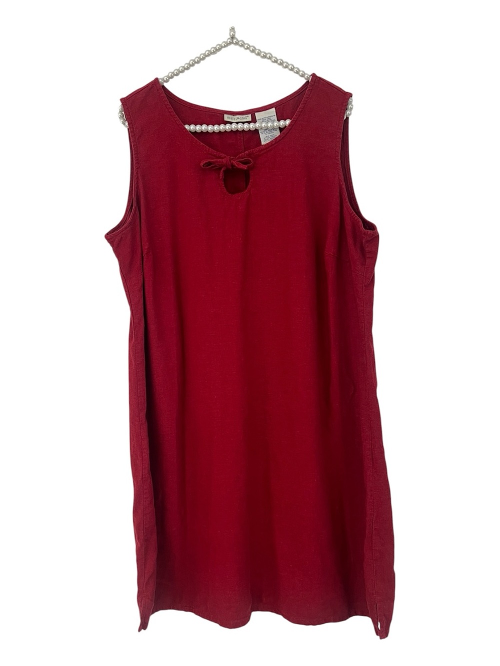White Stag Sleeveless Deep Red Linen Blend Shift Dress Women’s Size XL 16/18